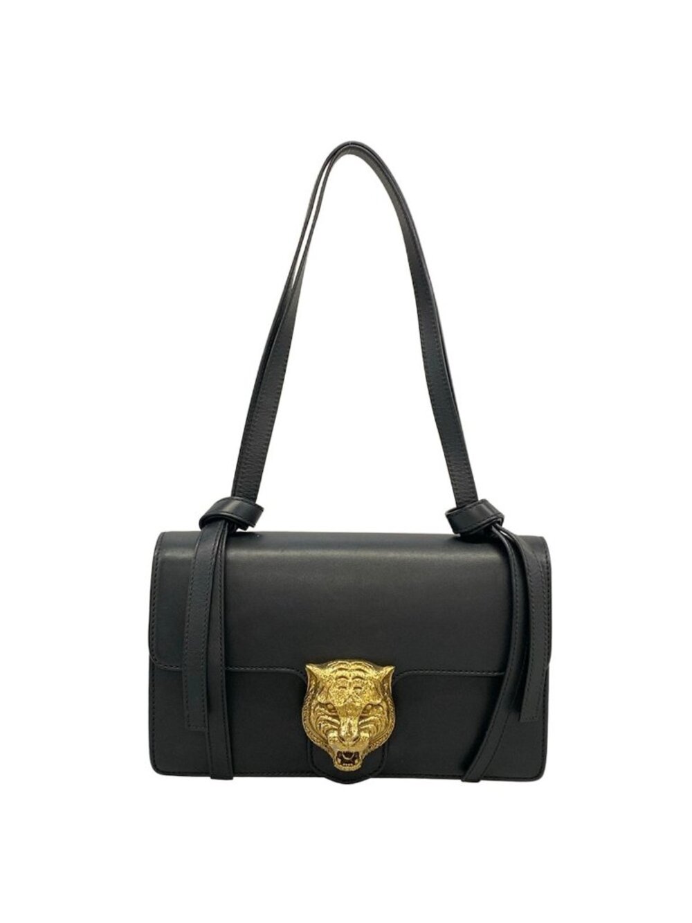 Gucci Shoulder Bag Animalier Black Gold Leather